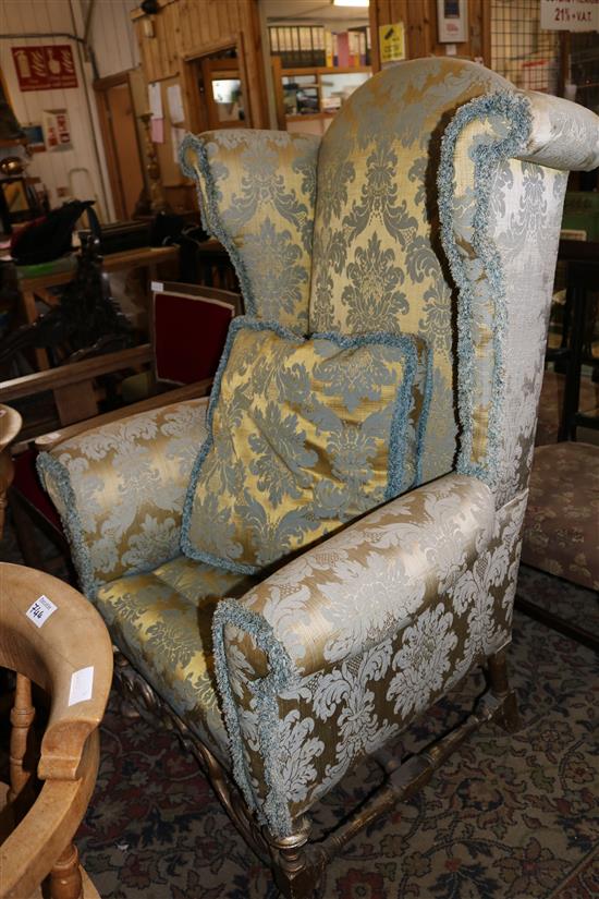 Late 17th century style silvered wood armchair(-)